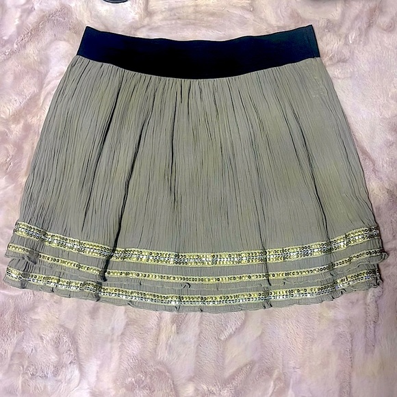 Free People Mushroom Layered Sequin Ruffle Trim A-Line Mini Skirt, Women’s Sz. S - Picture 5 of 10